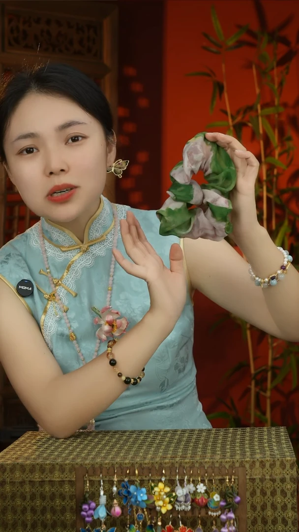 刺绣桑蚕丝大肠圈发圈