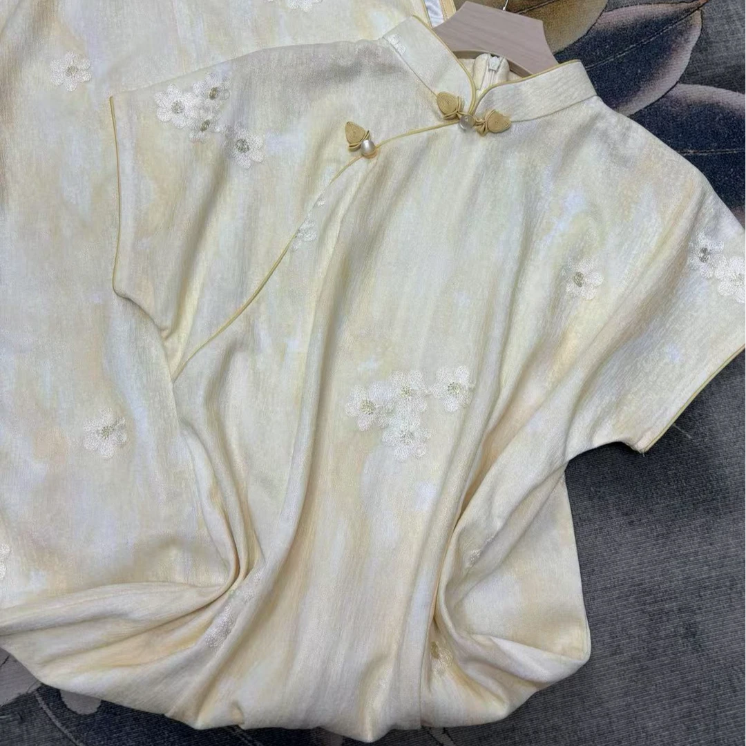 0591 渐变黄 刺绣 【极光黄】旗袍