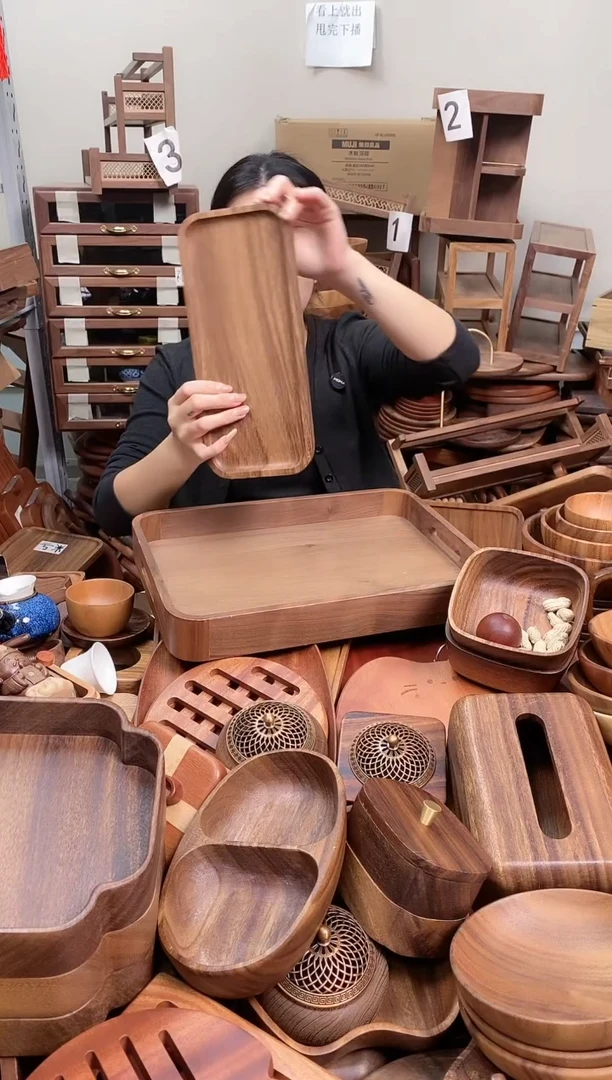 木  南美胡桃木带手抓槽托盘30*13*2cm