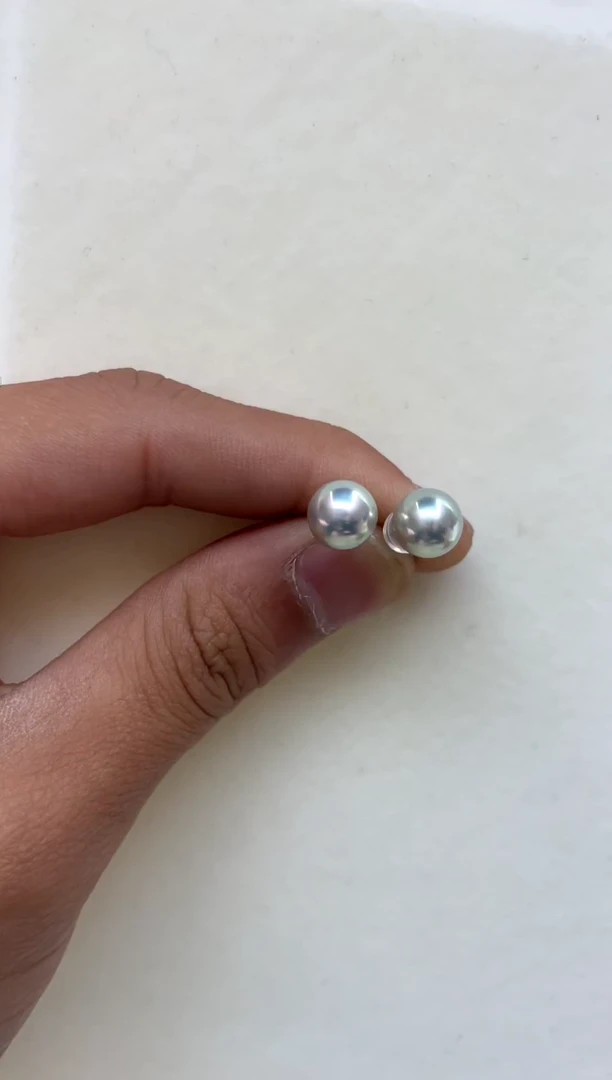 18K金镶嵌耳饰海水珍珠8-9