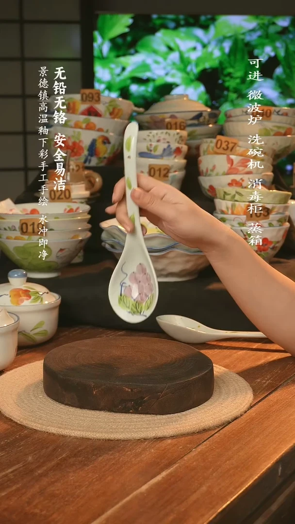 瓷景德镇高温瓷釉下彩手绘陶瓷