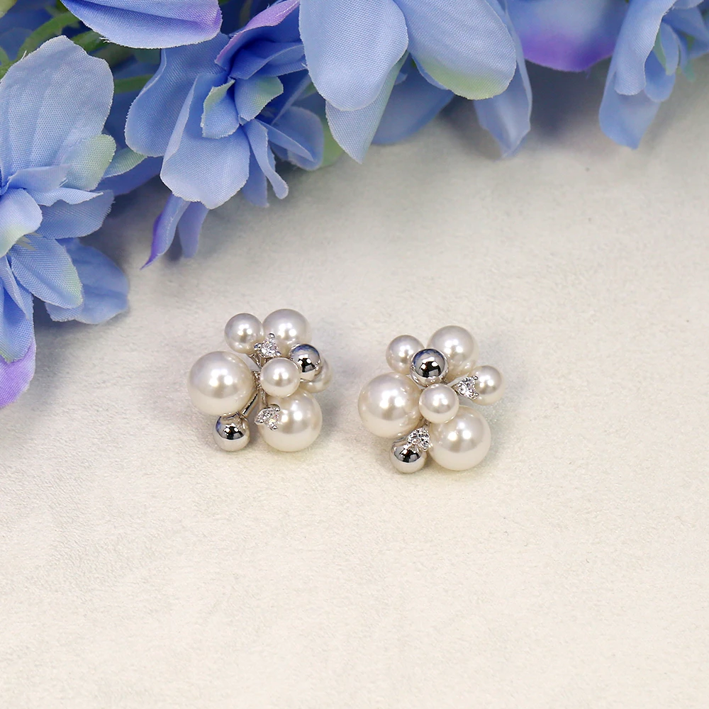 铜合金合成锆石耳饰 轻奢小众温柔优雅气质精致高品质耳环-8274