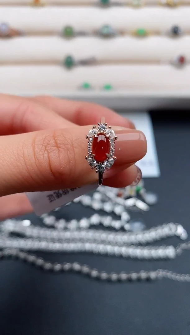 银S925镶嵌戒指翡翠6666666+8