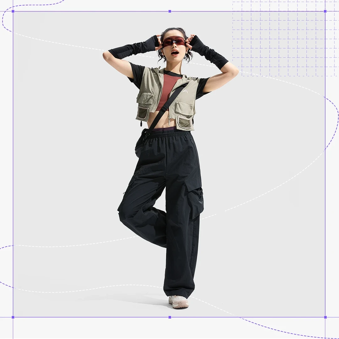 《B品以直播展示为准》李宁健身系列女子休闲工装运动长裤AYKU744