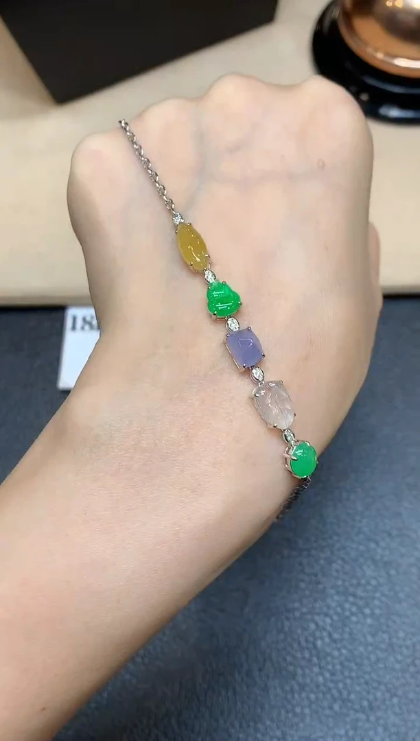 18K金镶嵌手链翡翠多宝【无服务费