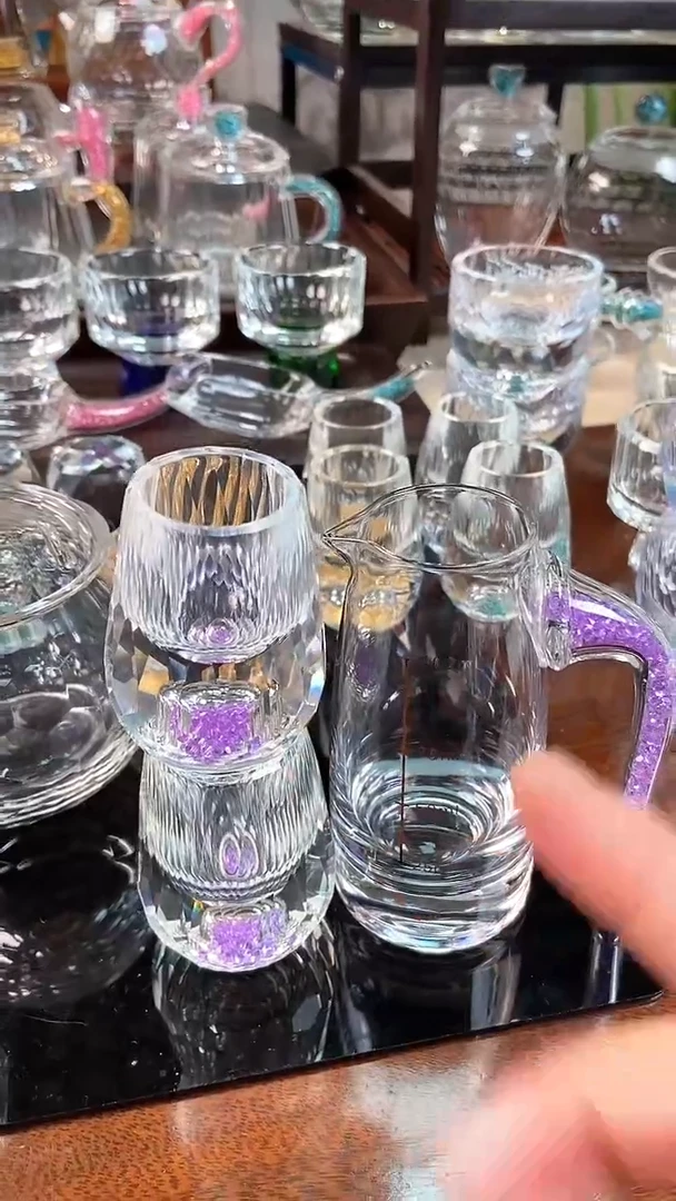 【闪购商品】玺宴新款水晶一壶两水滴杯紫罗兰