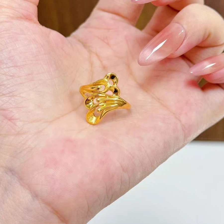 凤尾花足金999黄金戒指水贝黄金按克卖女士多退少补