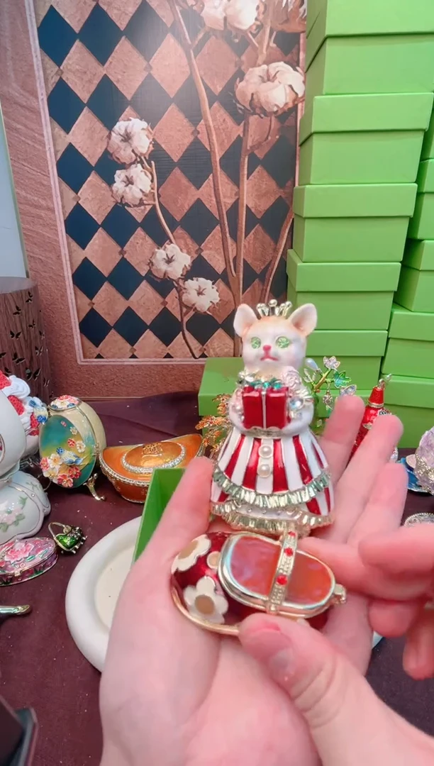 锌合金珐琅彩首饰盒摆件默认微瑕不退不换～