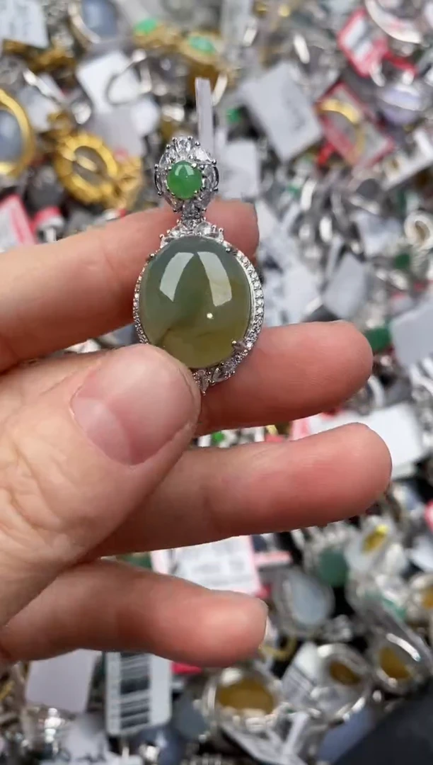 银S925镶嵌戒指翡翠777   9