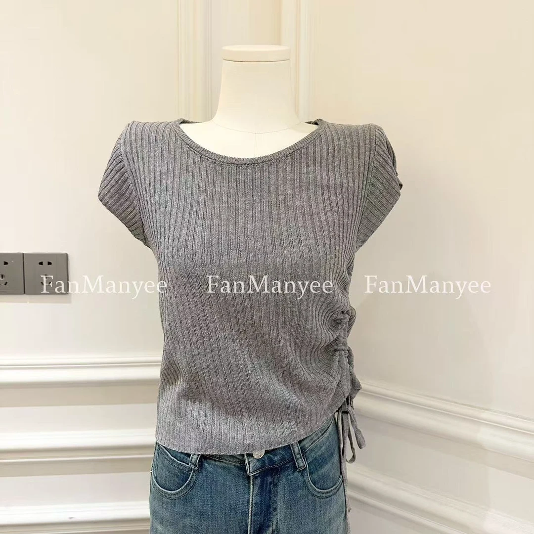 【生椰拿铁】夏季韩式休闲显瘦抽绳设计感短袖显瘦上衣x