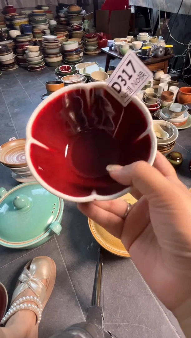 瓷片天****发d317郎红花朵碗福利