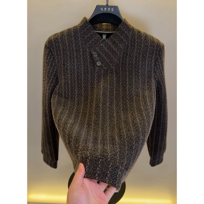 高档半高V领加厚卫衣男士秋冬时尚百搭保暖打底衫体恤男装8061