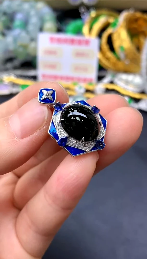 颈饰18K金镶嵌翡翠433-中国好珍宝