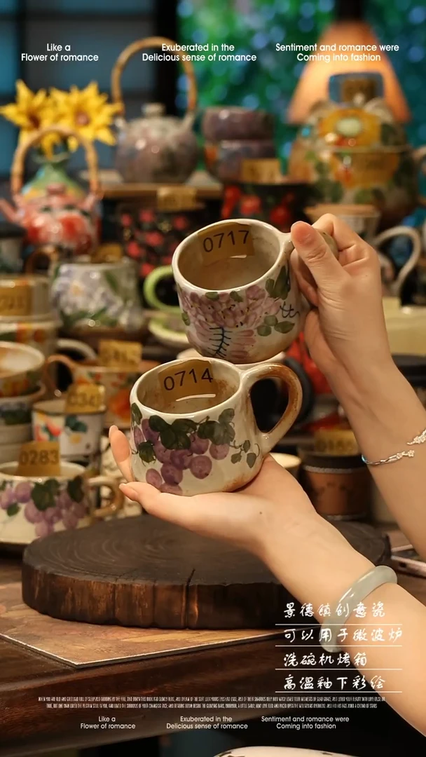 陶瓷一对景德镇高温釉下彩手工手绘款式@A0714+A0717@