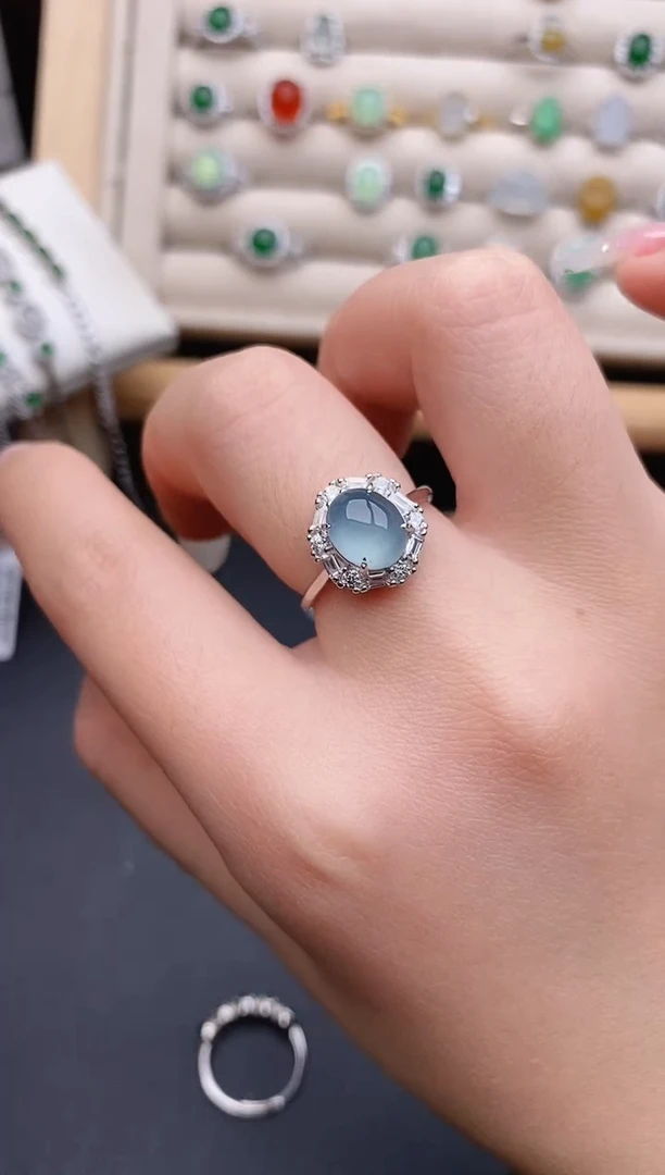 银S925镶嵌戒指翡翠0