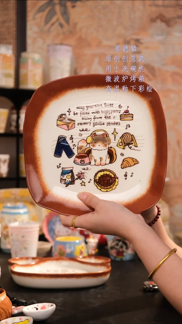 摆件景德镇手工手绘设计师款