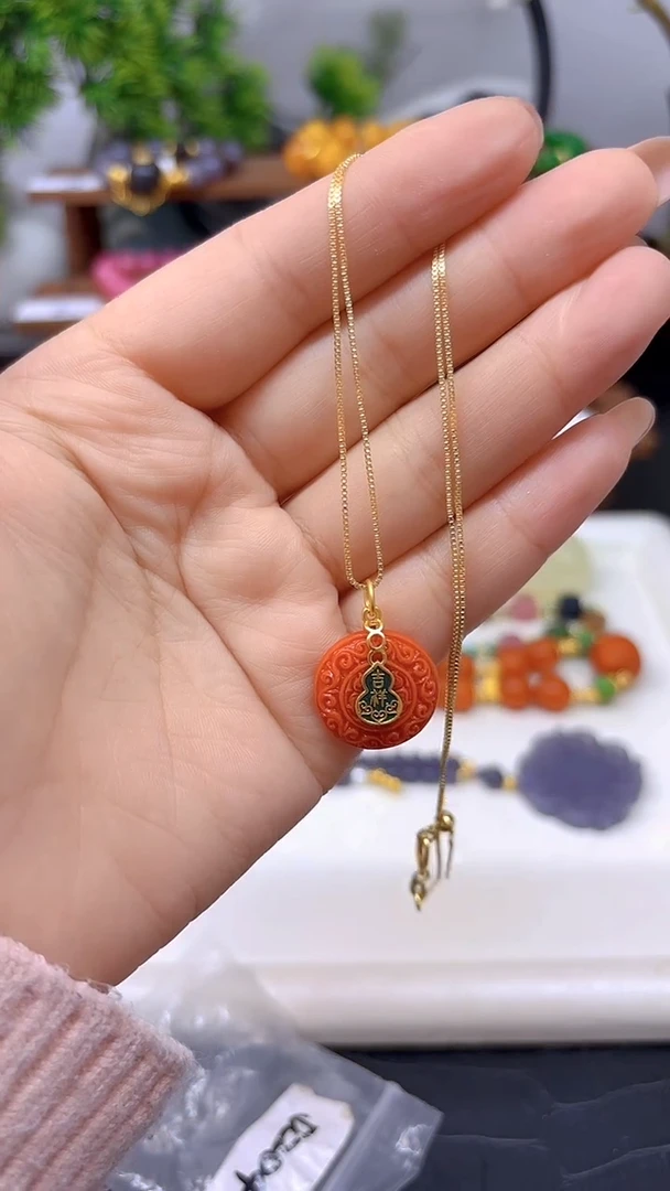 银S925镀金镶嵌吊坠(赠链)玛瑙/玉髓D204