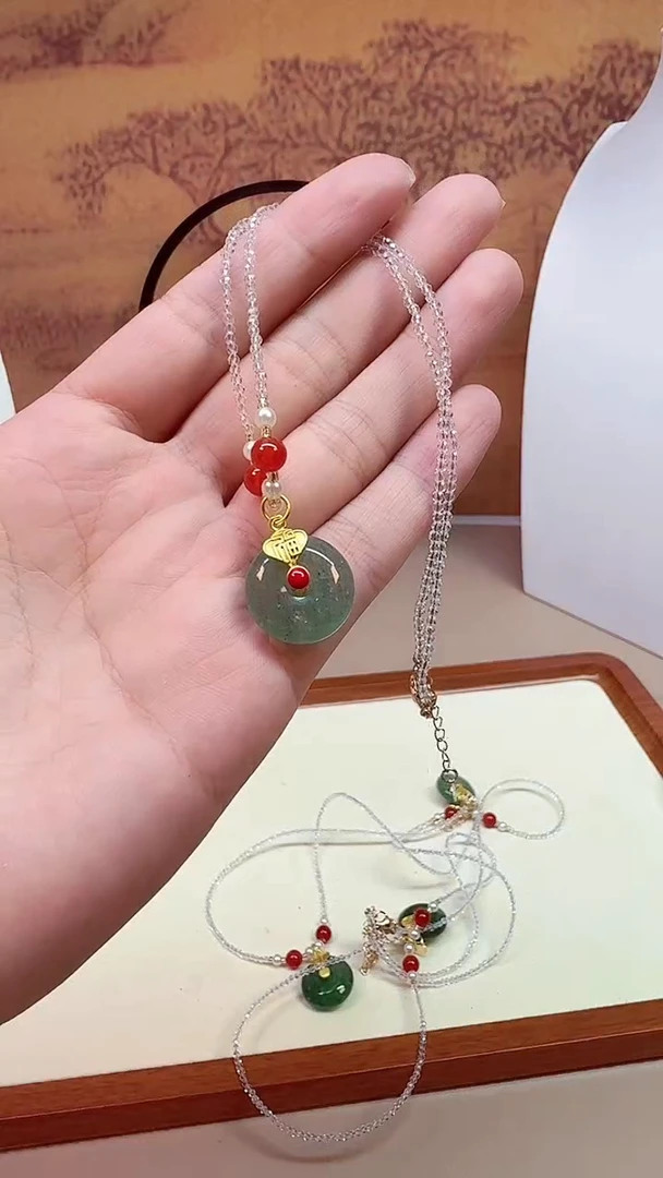 颈饰14K金镶嵌水晶A488