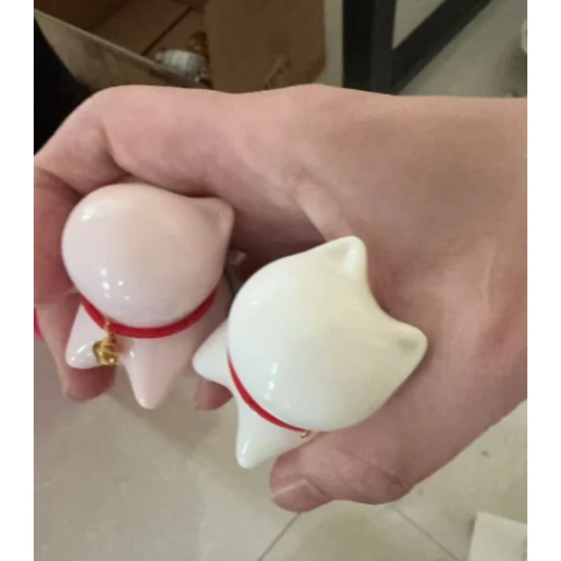 DD-ZH2767-陶瓷白色小猫茶宠+陶瓷粉色小猫