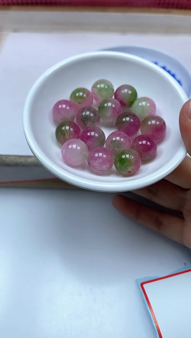 散珠未镶嵌碧玺M937西瓜碧玺14mm3个9元