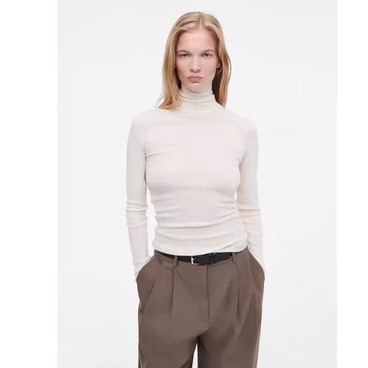 309【羊毛】修身版型高领美利奴羊毛打底衫亮白长袖毛衣