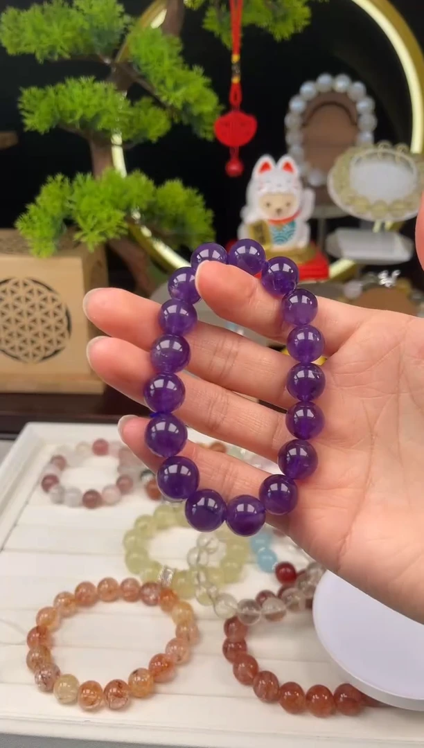 未镶嵌手链水晶乌拉圭紫水12+