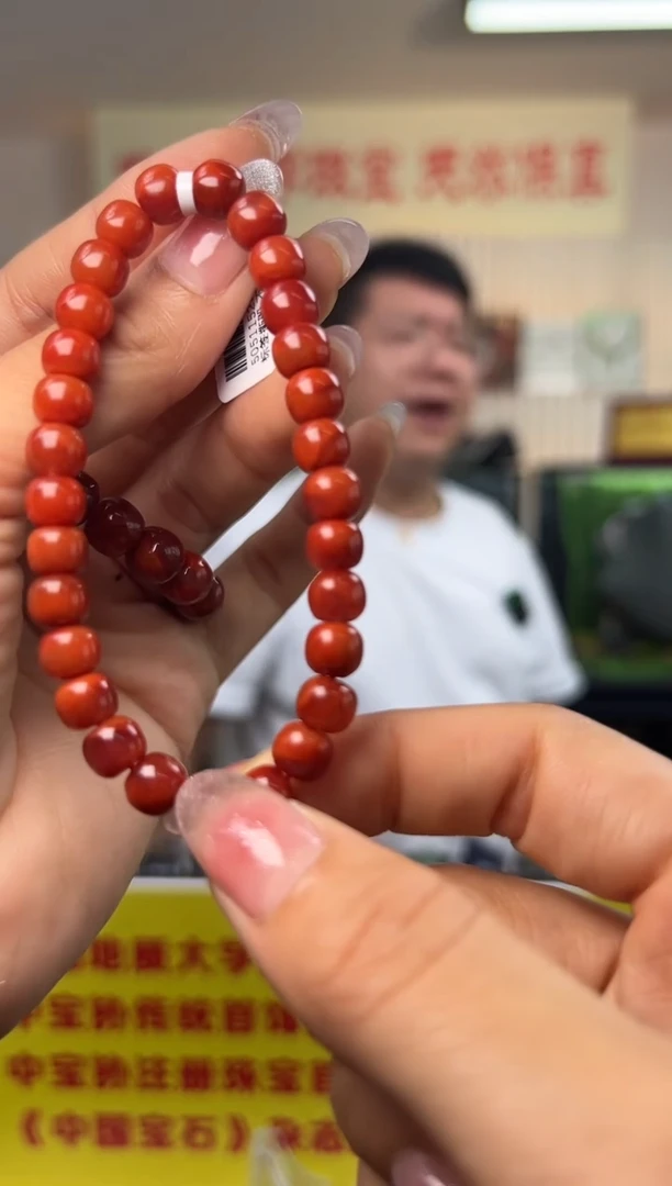 手串未镶嵌南红玛瑙南红玛瑙双色老型珠手串7.5mm