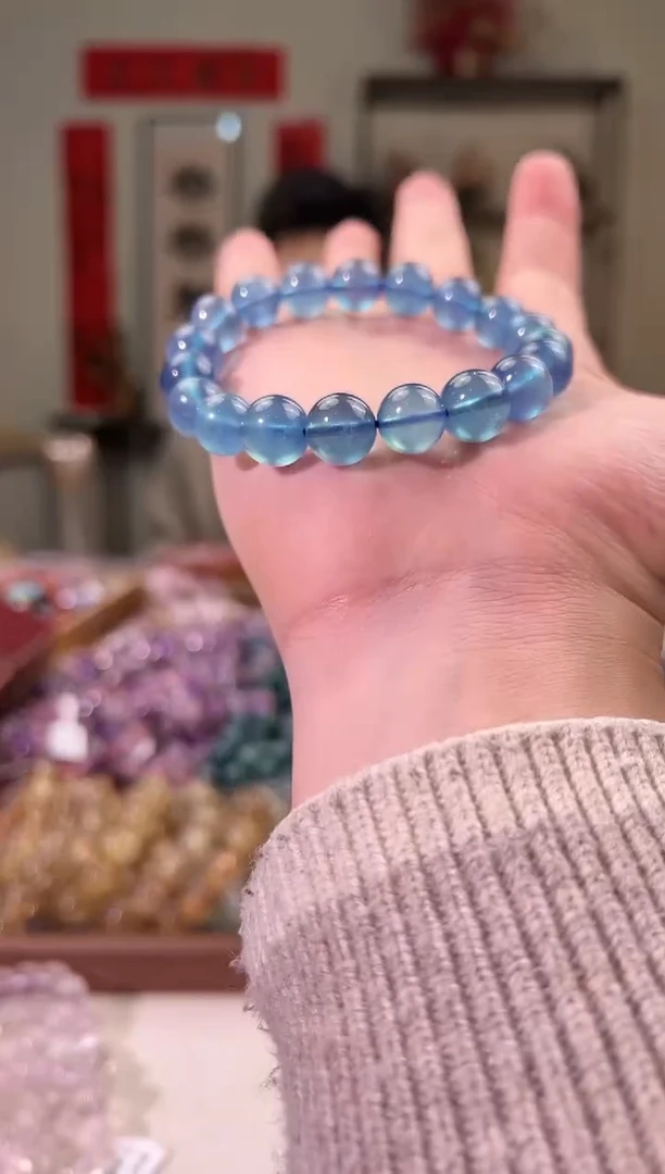 【闪购商品】海蓝宝石手串未镶嵌11.4+mm海蓝宝手串（多样性发其一）