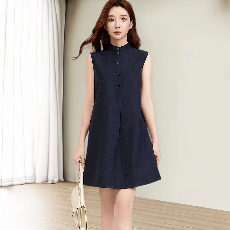 法式无袖背心连衣裙女2025新款爆款夏季轻奢高级小个子裙子253003