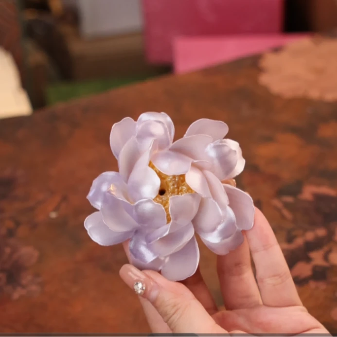 非遗手工捏花珠光紫牡丹线香插桌面茶宠摆件 A13231