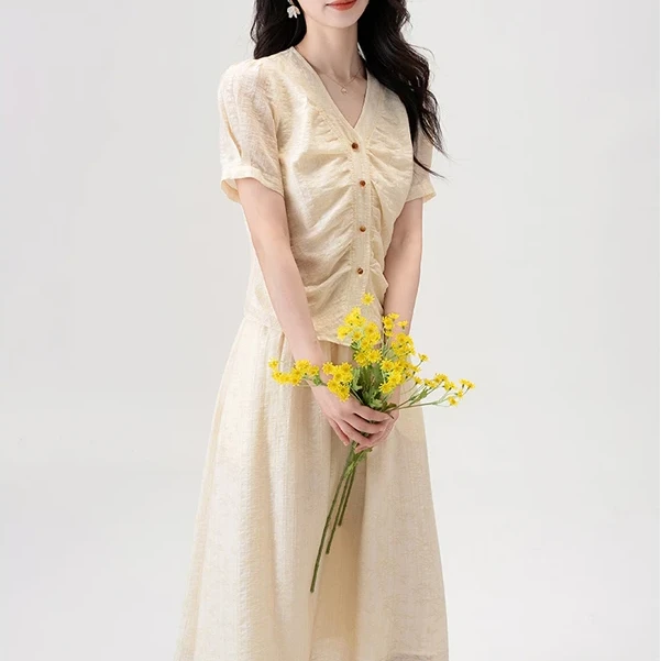 【网红爆款】海岛黎明夏新款法式小香风优雅气质显瘦半身裙两件套