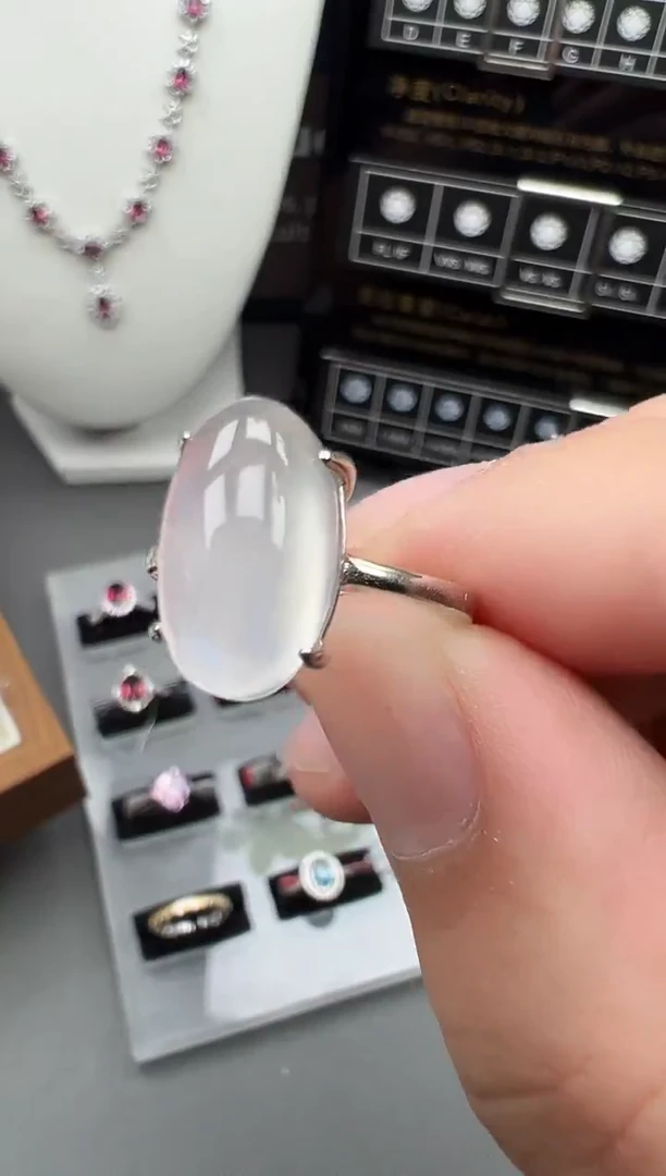 银S925镶嵌戒指月光石40