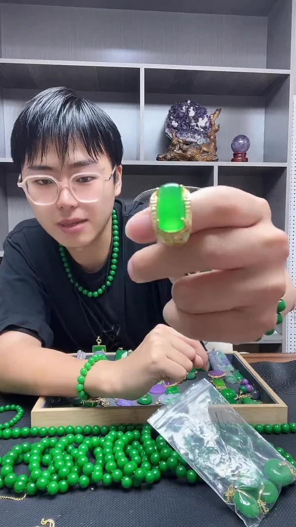 14K金镶嵌戒指翡翠夏*戒指
