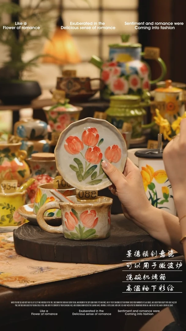 陶瓷088景德镇高温釉下彩绘设计师款式