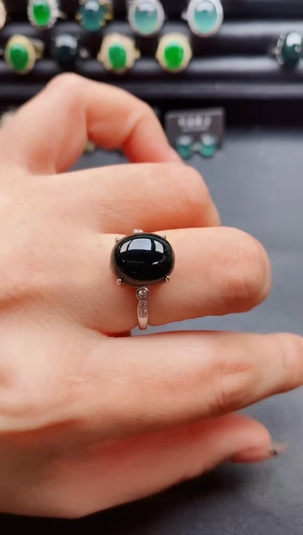 翡翠戒指银S925镶嵌508050