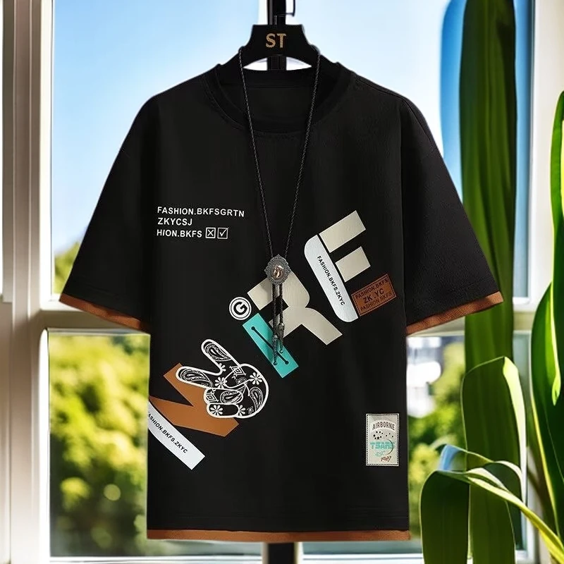 夏季短袖t恤男孩12-15岁初中学生13潮流帅气14青少年大童男装夏装