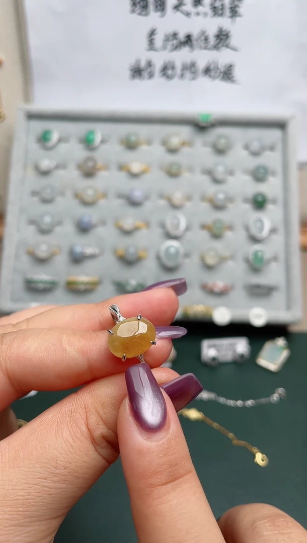 翡翠戒指银S925镶嵌.