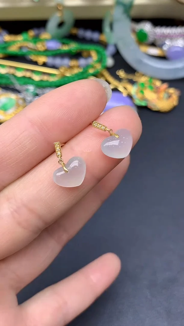 18K金镶嵌翡翠耳饰203-雪姐翡翠天天见