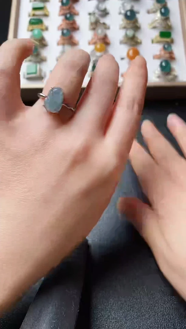 银S925镶嵌戒指翡翠11111111