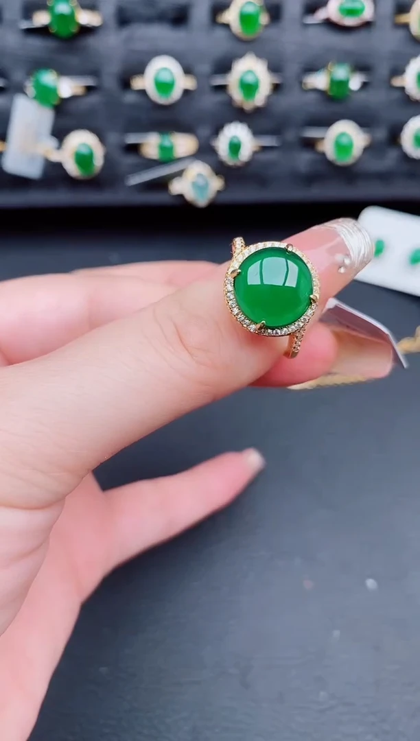 翡翠戒指银S925镶嵌天然a货翡翠181