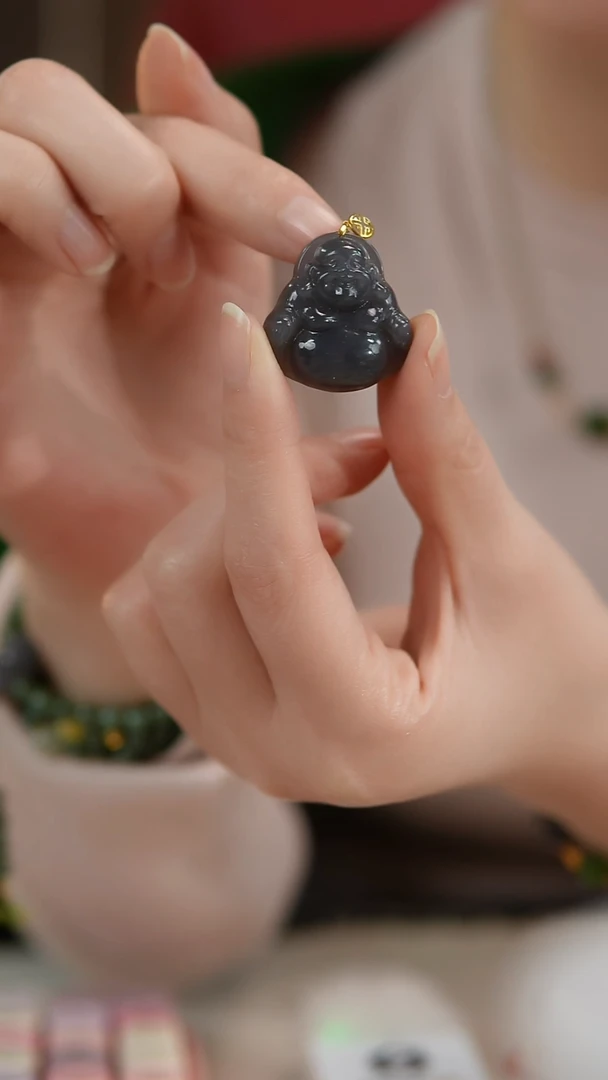 吊坠(不含链)18K金镶嵌和田玉烟紫吊坠