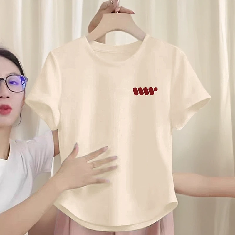 婳娇T恤女装内搭短袖设计感U型下摆小衫正肩甜酷装短款上衣夏外穿