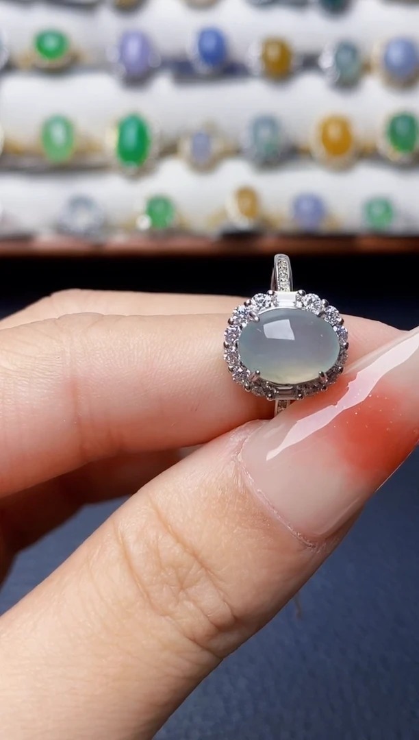 银S925镶嵌戒指翡翠4555