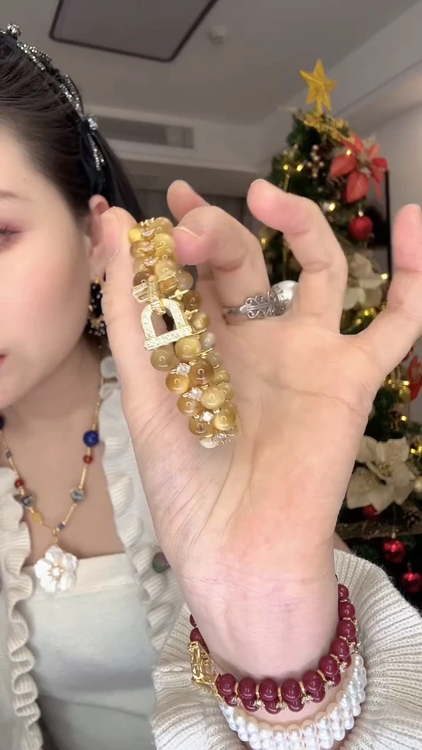 未镶嵌手链烟晶虎眼双串手链