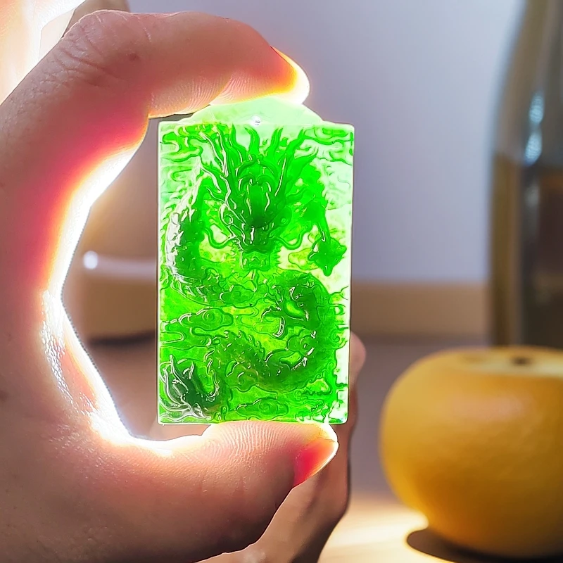 《抖音官方质检发货正品保真》天然A货墨绿方龙牌LX"讲解挂车