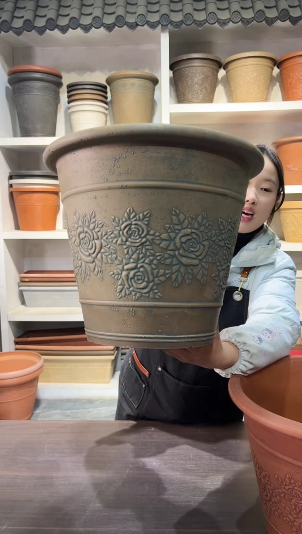 38*31/MD38/古铜色浮雕大花盆外贸尾单