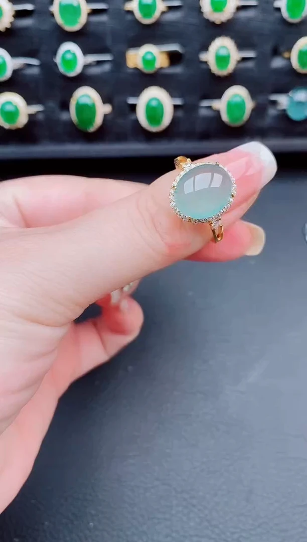 翡翠戒指银S925镶嵌天然a货翡翠39