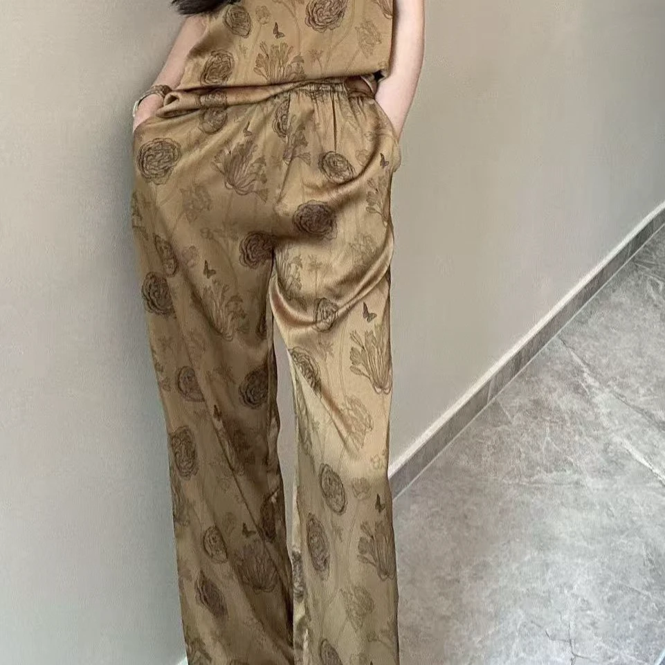 福利8.28号气质时尚复古花瑟松紧腰直筒裤 （现货）  显瘦休闲百搭