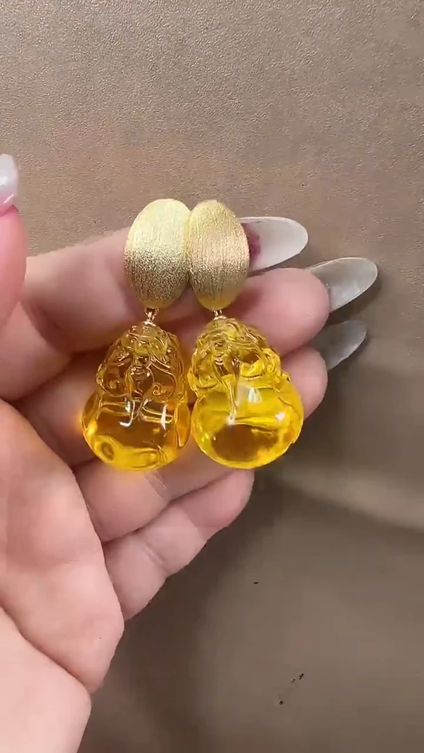 琥珀颈饰未镶嵌耳环