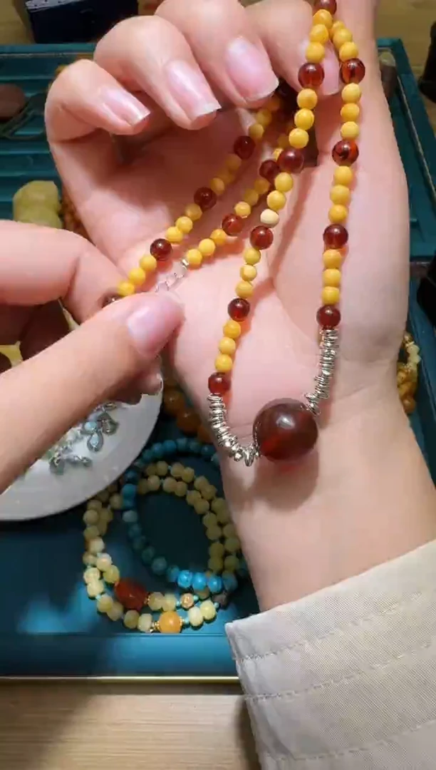 琥珀颈饰未镶嵌多样性发一件 604